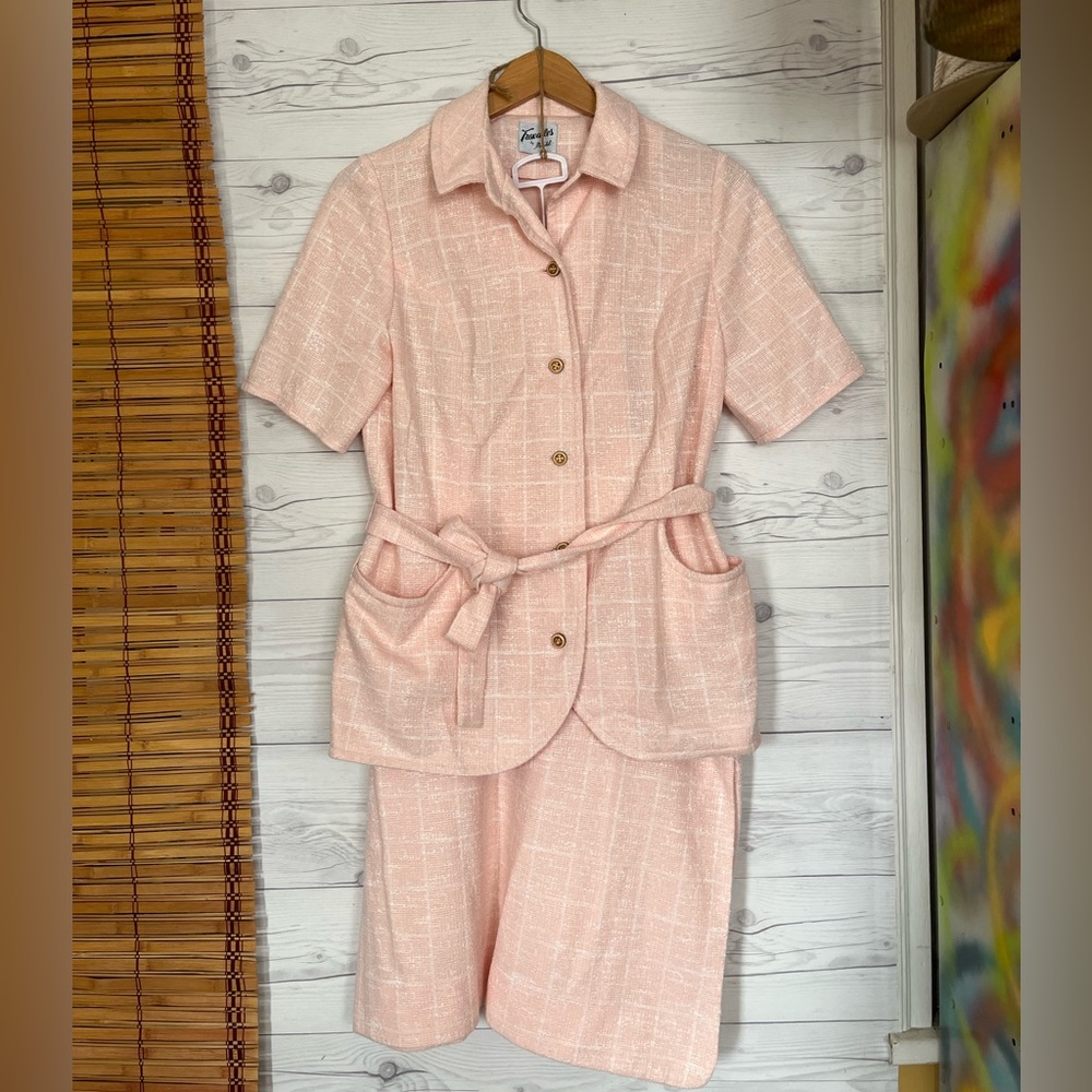 Vintage Travables By Mendel 3 Piece Suit Set Blazer Top Skirt Pants Medium
